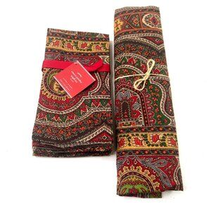 Holiday Emira Paisley Napkins & Tablecloth Set Intricate Bohemian Textile Design